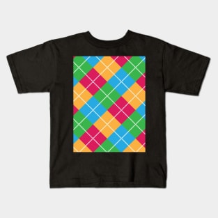 Colourful Grids with White Dots Stripes Kids T-Shirt